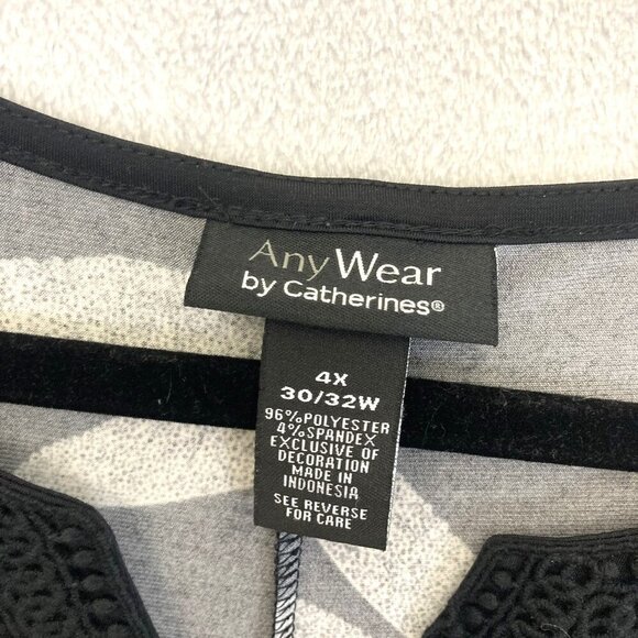 Catherines AnyWear Slinky Tank Top Womens 4X 30/32W Leaf Print Sleeveless Black - Picture 4 of 9